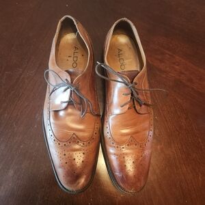 Aldo Brown Leather Oxfords with Classic Broguing. Size 13